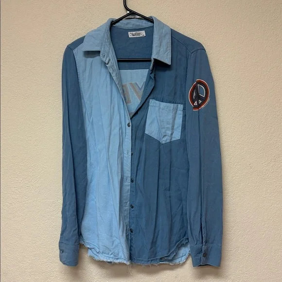 Lauren Moshi womans NwOT Blue  'Lover'” button down tunic Shirt size S - Picture 4 of 6